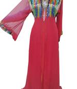Red Zari Stone Work Georgette Islamic Style Gown Beads Embedded PartyWear farasha