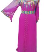 Pink Zari Stone Work Georgette Islamic Style Gown Beads Embedded PartyWear farasha