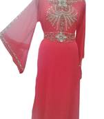 Red Zari Stone Work Georgette Islamic Style Gown Beads Embedded PartyWear farasha