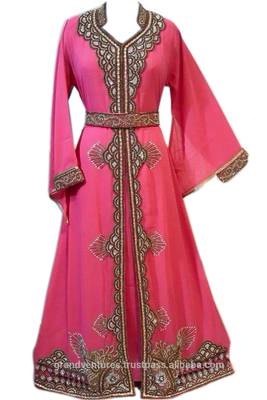 Pink Zari Stone Work Georgette Islamic Style Gown Beads Embedded PartyWear farasha 1