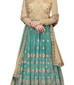 Multi coloured Dupion Silk semi stitched ethnic suits