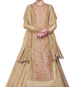 Cream coloured Dupion Silk semi stitched ethnic suits