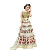 Cream coloured Dupion Silk semi stitched ethnic suits