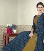 Blue coloured crepe semi stitched ethnic suits