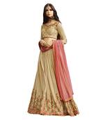 Beige Silk Semi Stitch Lehenga Choli
