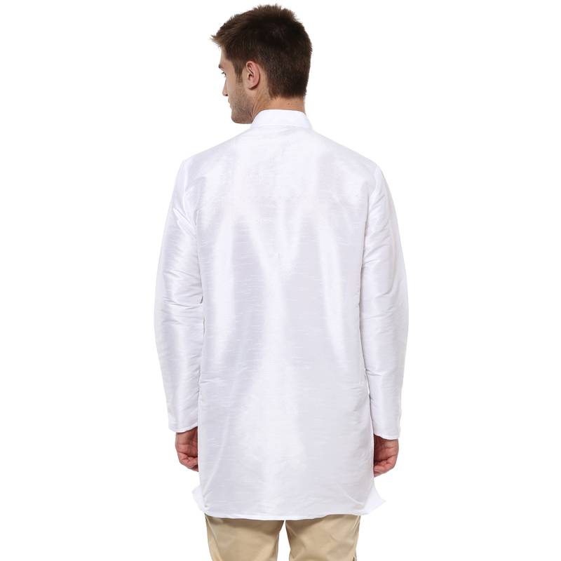White Poly Dupion Men Kurta