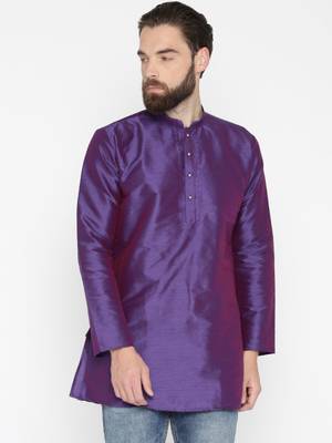 Purple Poly Dupion Men Kurta 1