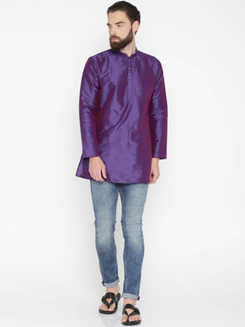 Purple Poly Dupion Men Kurta