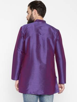 Purple Poly Dupion Men Kurta 3