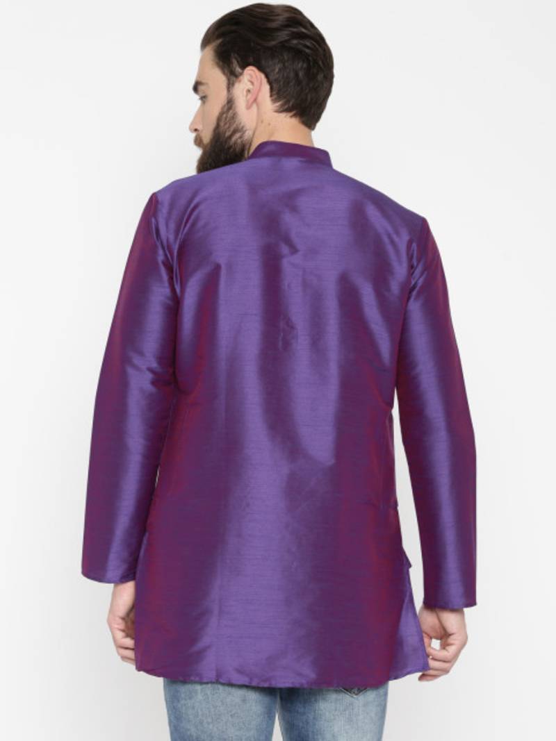 Purple Poly Dupion Men Kurta