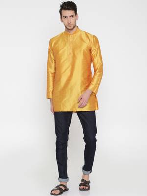 Gold Poly Dupion Men Kurta 1