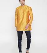 Gold Poly Dupion Men Kurta