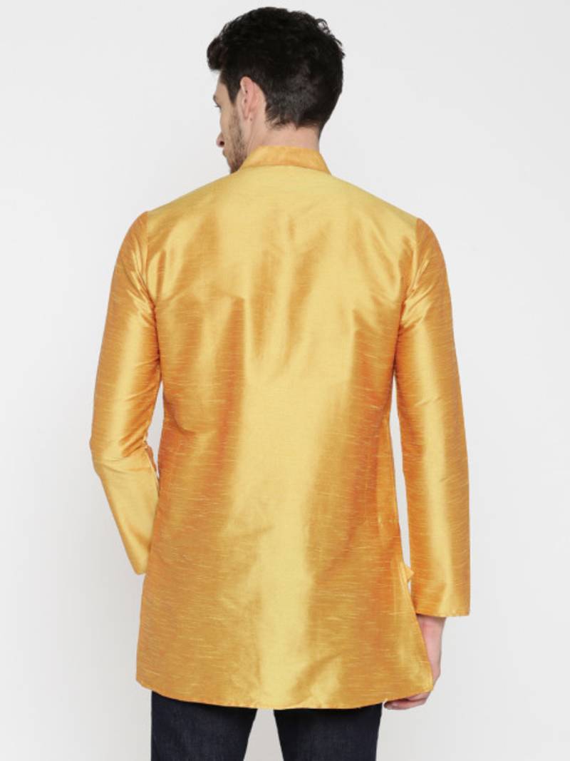 Gold Poly Dupion Men Kurta