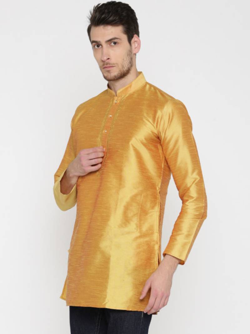 Gold Poly Dupion Men Kurta