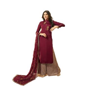 Violet embroidered art silk salwar 1