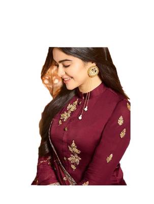 Violet embroidered art silk salwar 2