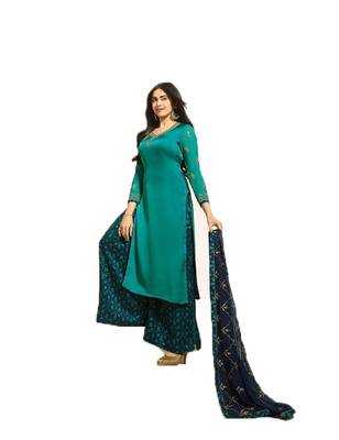 Blue embroidered art silk salwar 1