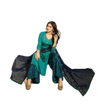 Blue embroidered art silk salwar 2