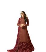 Brown embroidered art silk salwar