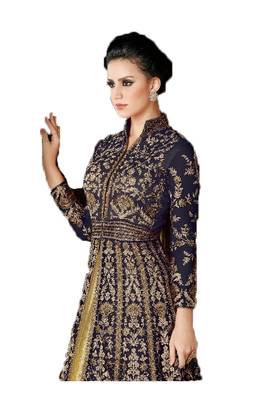 Blue embroidered georgette salwar 2