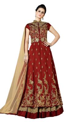 Maroon embroidered art silk salwar 1