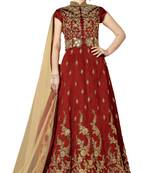 Maroon embroidered art silk salwar