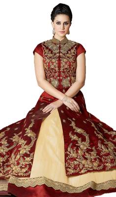 Maroon embroidered art silk salwar 2