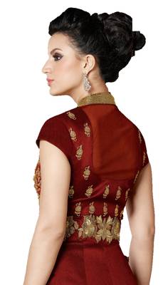 Maroon embroidered art silk salwar 4