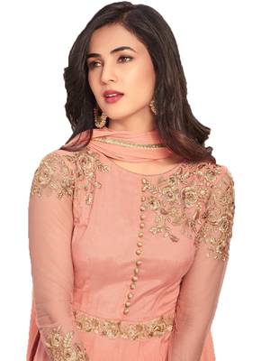 Pink embroidered georgette salwar 3