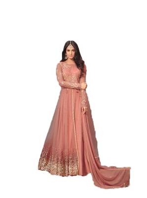 Peach embroidered georgette salwar 1