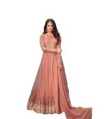 Peach embroidered georgette salwar