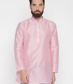Baby Pink Poly Dupion Men Kurta