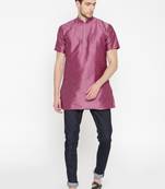 Pink Poly Dupion Men Kurta