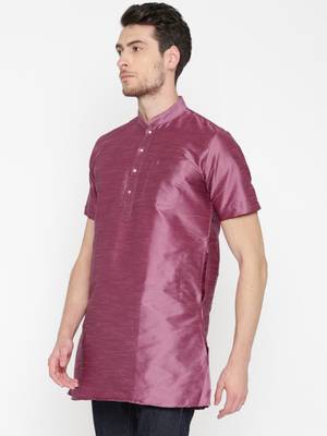 Pink Poly Dupion Men Kurta 3