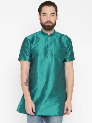 Rama Green Poly Dupion Men Kurta 1