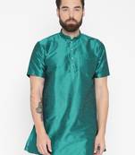 Rama Green Poly Dupion Men Kurta