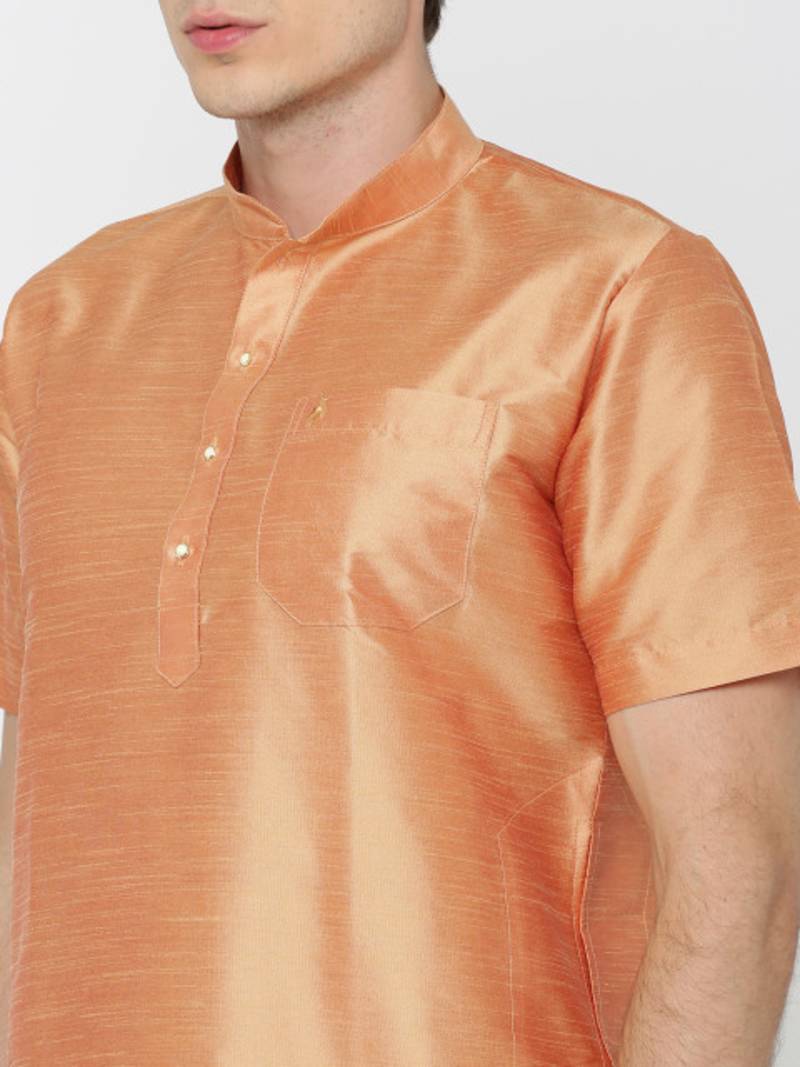 Ornage Poly Dupion Men Kurta