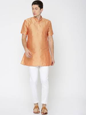 Ornage Poly Dupion Men Kurta 1