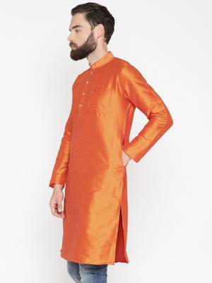 Ornage Poly Dupion Men Kurta 3