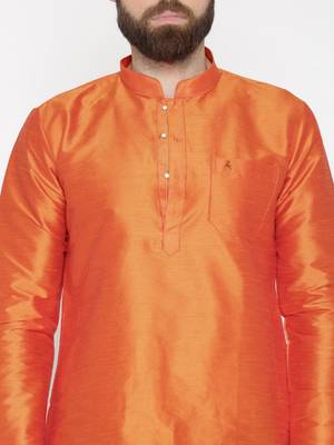 Ornage Poly Dupion Men Kurta 4