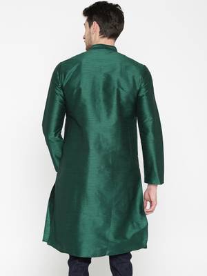 Green Poly Dupion Men Kurta 2