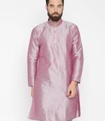 Pink Poly Dupion Men Kurta