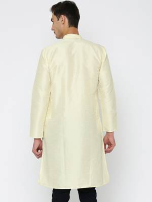 Cream Poly Dupion Men Kurta 2