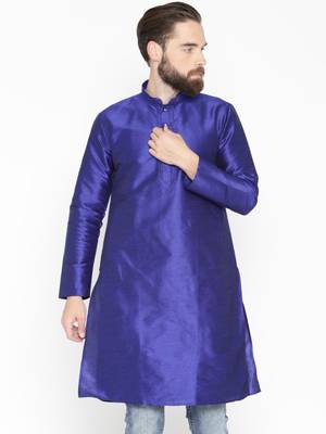 Blue Poly Dupion Men Kurta 1