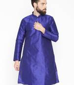 Blue Poly Dupion Men Kurta