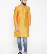 Gold Poly Dupion Men Kurta