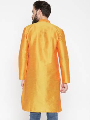 Gold Poly Dupion Men Kurta 2