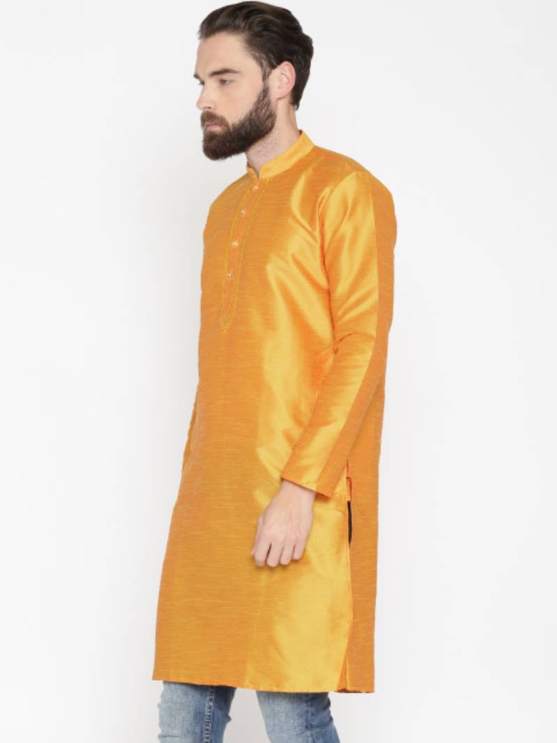 Gold Poly Dupion Men Kurta