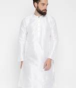 White Poly Dupion Men Kurta