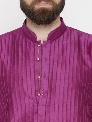 Pink Poly Dupion Men Kurta 2